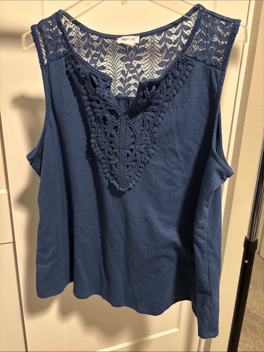 Westport Blue Lace-Trim Sleeveless Tank